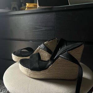 Black Espadrille Wedge Sandals